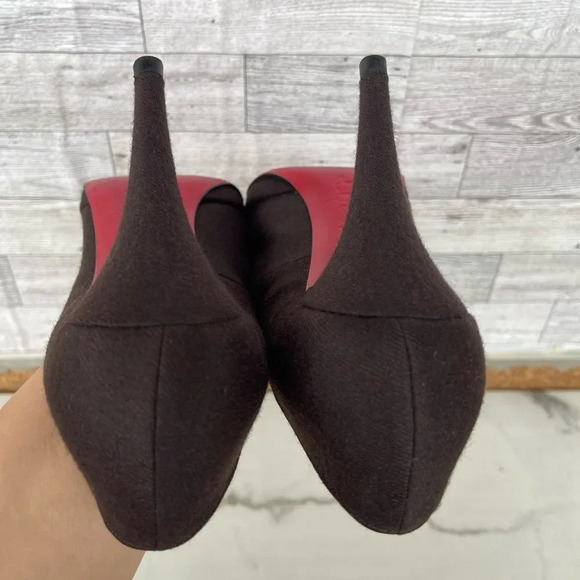 Christian Louboutin red bottom Brown Wool women’s Heels size 39 .8.5 - Picture 9 of 14